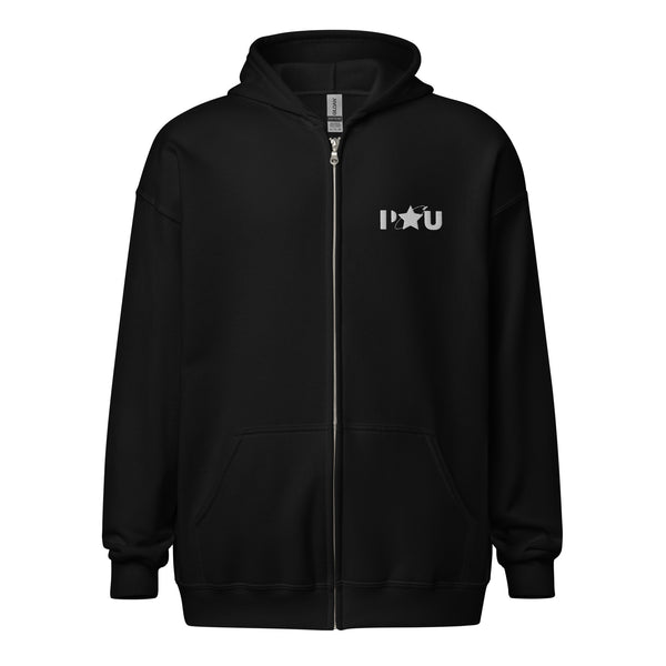 PU Star Zip Hooded Sweater